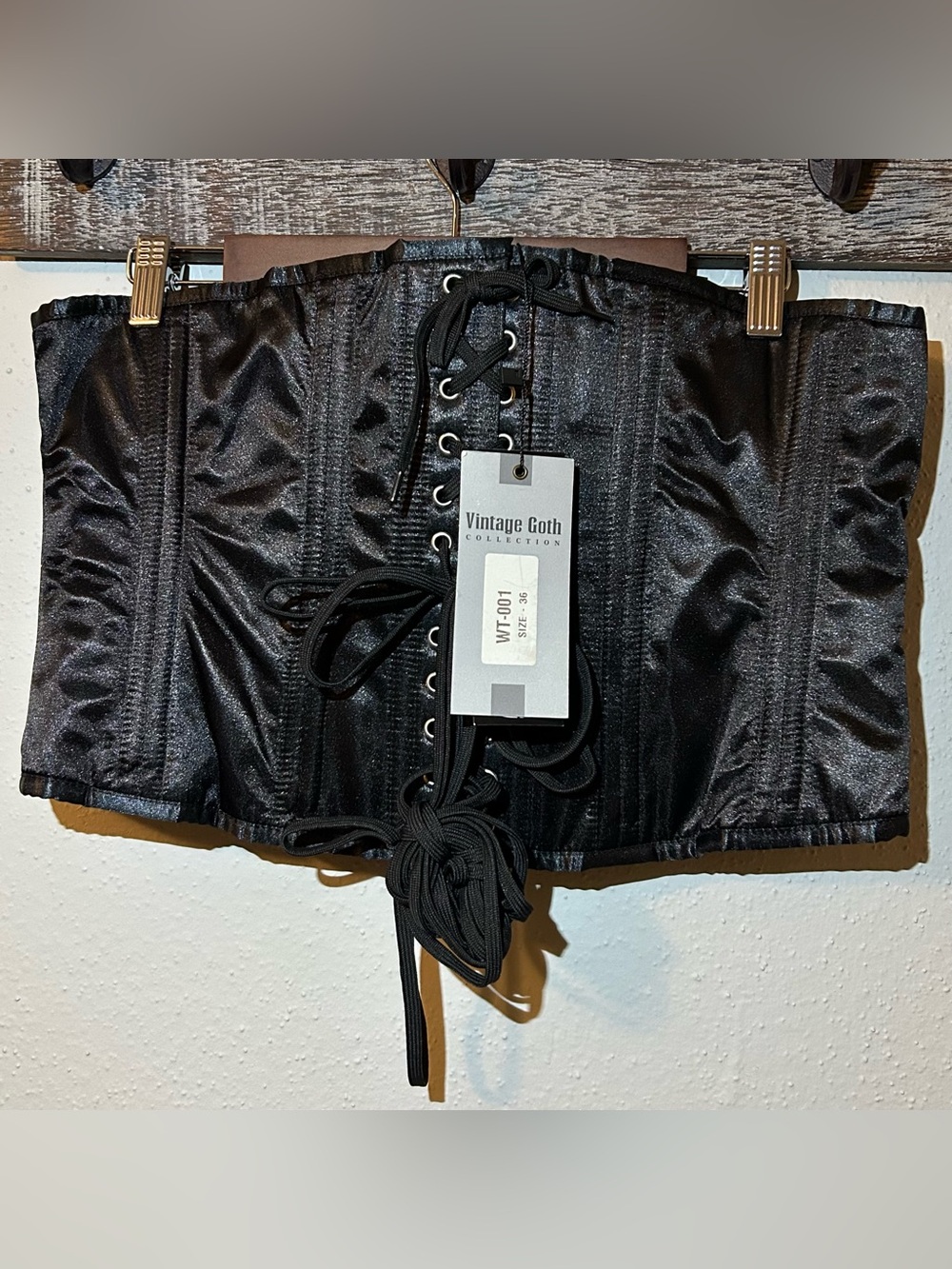 NWT Vintage Goth Collection Black Underbust Corset Belt - Size 36